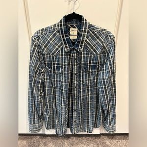 Plaid jean button down shirt
